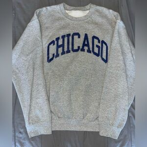 Brandy Melville Gray Crewneck Sweatshirt with Navy Chicago